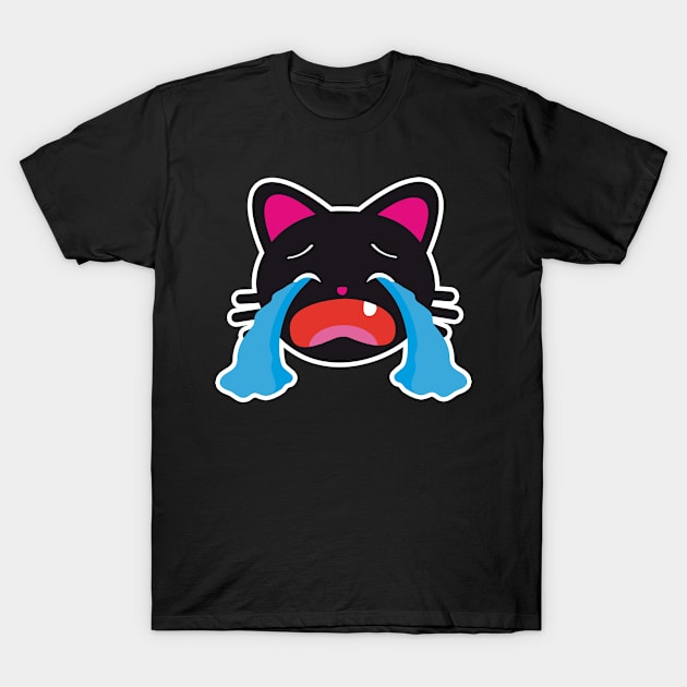 One Tooth Black Cat Loudly Crying Kitten Face T-Shirt by HappyGiftArt